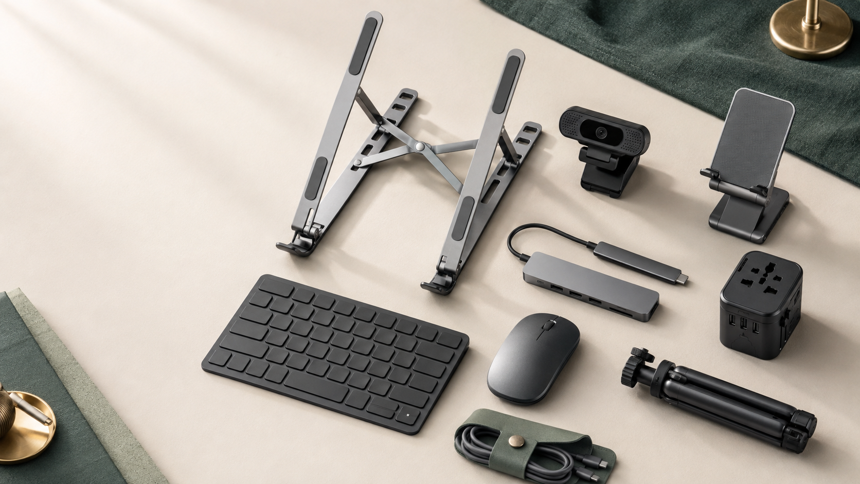 Unbranded laptop stand, USB hub, wireless mouse, keyboard, webcam, travel adapter and phone accessories for wholesale